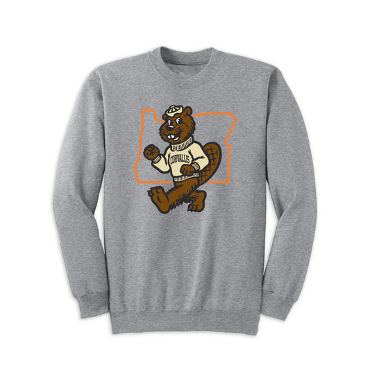 College Town Grey Heather Beaver State Crewneck Sweatshirt Front